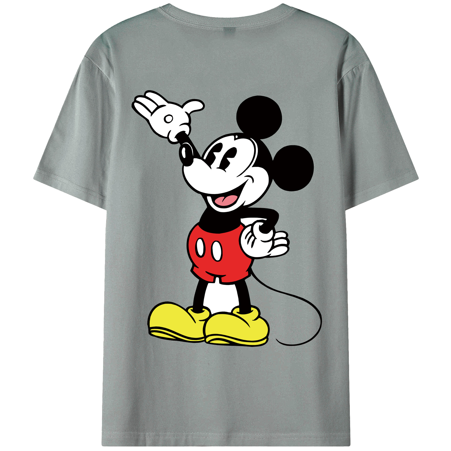 ミッキーマウス Mickey Mouse 綿100％ メンズ半袖Tシャツ（バックプリント） 通気性